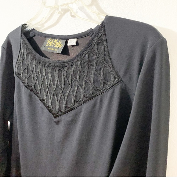 Bob Mackie Wearable Art Long Sleeve Rounded Neckline Mesh Panel / Ribbon Design - Picture 4 of 9